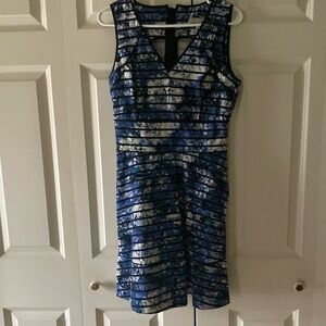 Banana Republic fit & flare floral striped dress 8 women sleeveless multi color